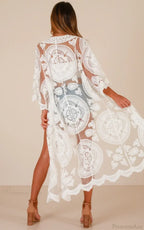 See-Through Lace Blouse Boho Beach Bikini Cover Up