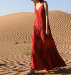 Sleeveless Deep V-Neck Tank Maxi Dress Cotton Long Summer