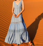 Sleeveless Deep V-Neck Tank Maxi Dress Cotton Long Summer