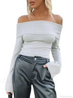 Slim Crop Off Shoulder Sweater