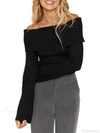 Slim Crop Off Shoulder Sweater