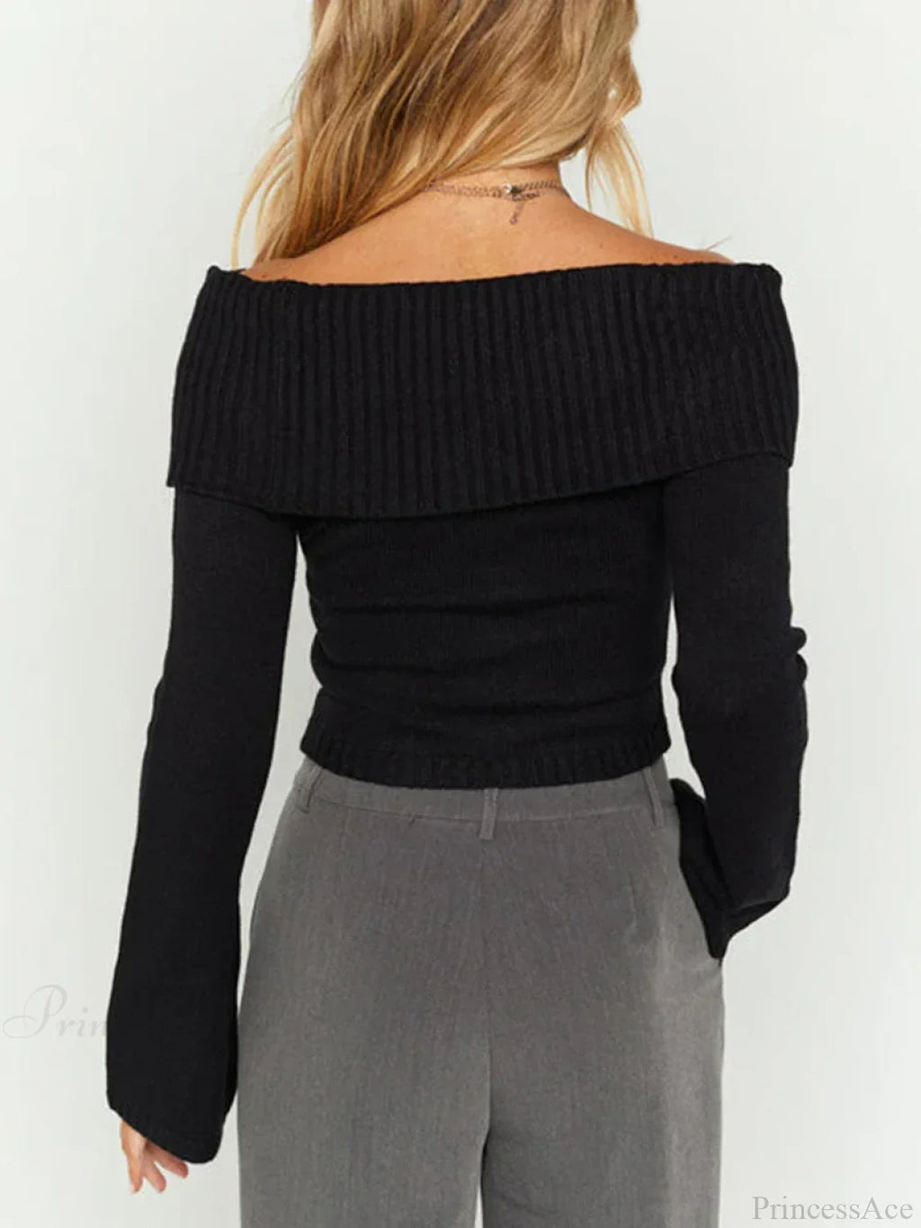 Slim Crop Off Shoulder Sweater