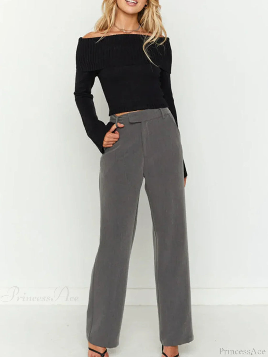 Slim Crop Off Shoulder Sweater