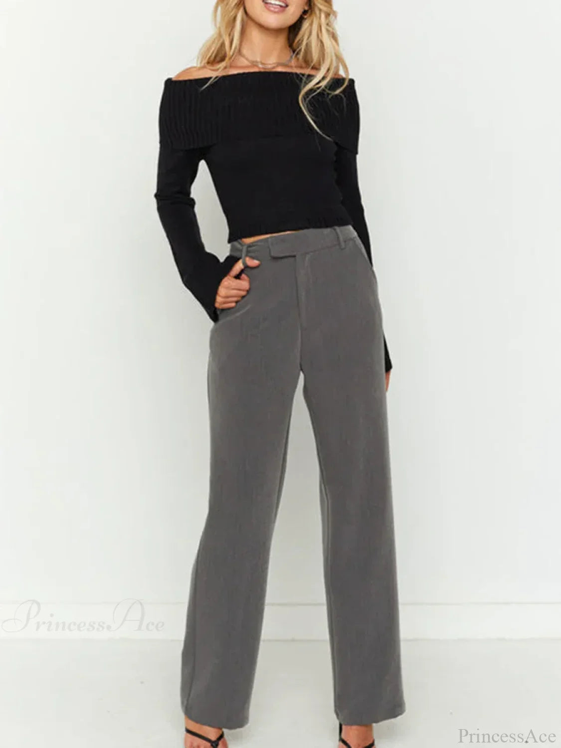 Slim Crop Off Shoulder Sweater