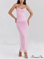 Slim Fit Hip-Hugging Graceful Slit Mesh Long Skirt