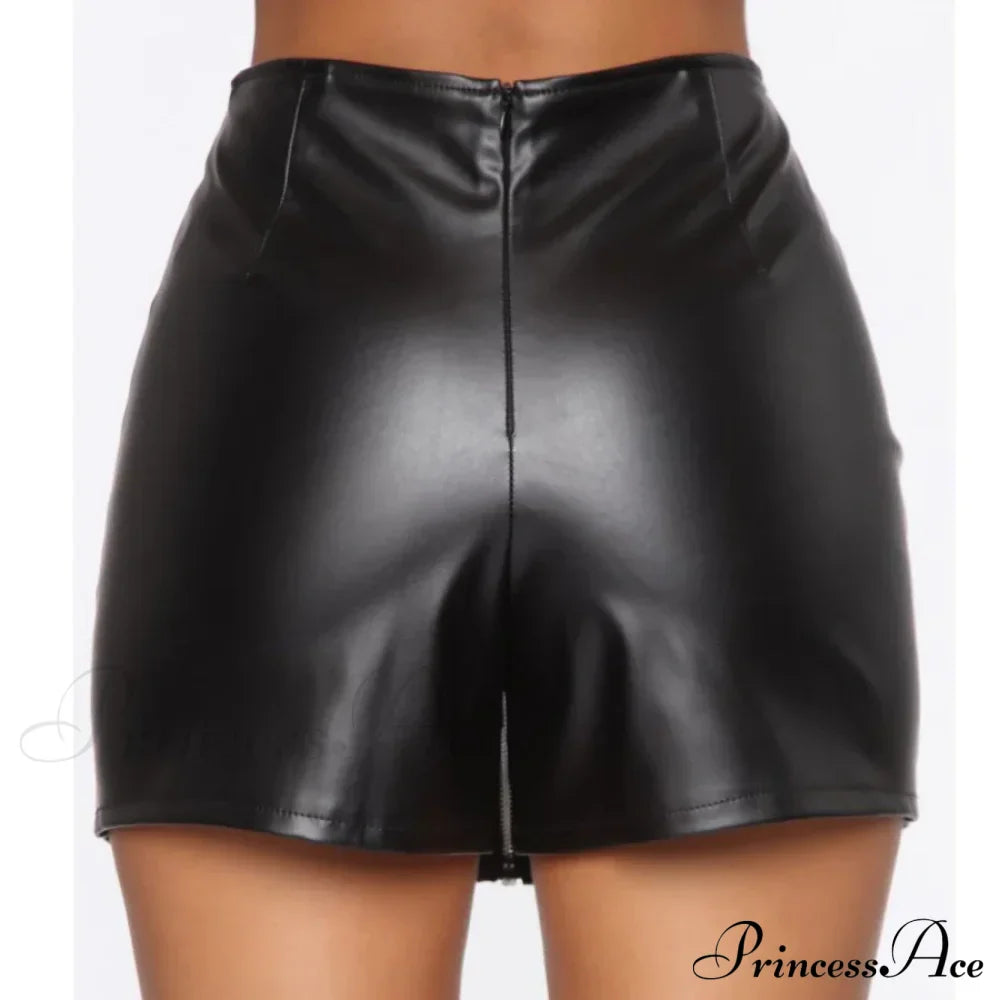 Slim Fit Solid Color Y2K Mini Leather Trendy Summer Skirt