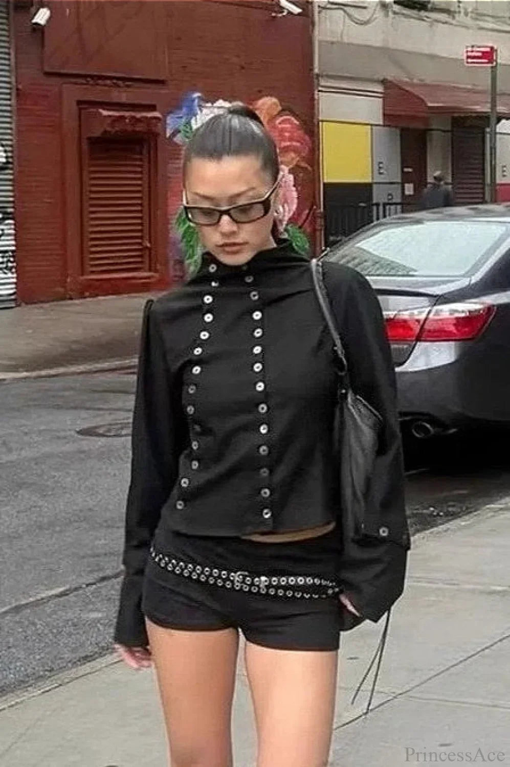Solid Button Slim Round Neck Long Sleeve Tee