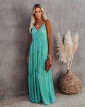 Split Big Hem Strapless Sleeveless Green Maxi Boho Dress