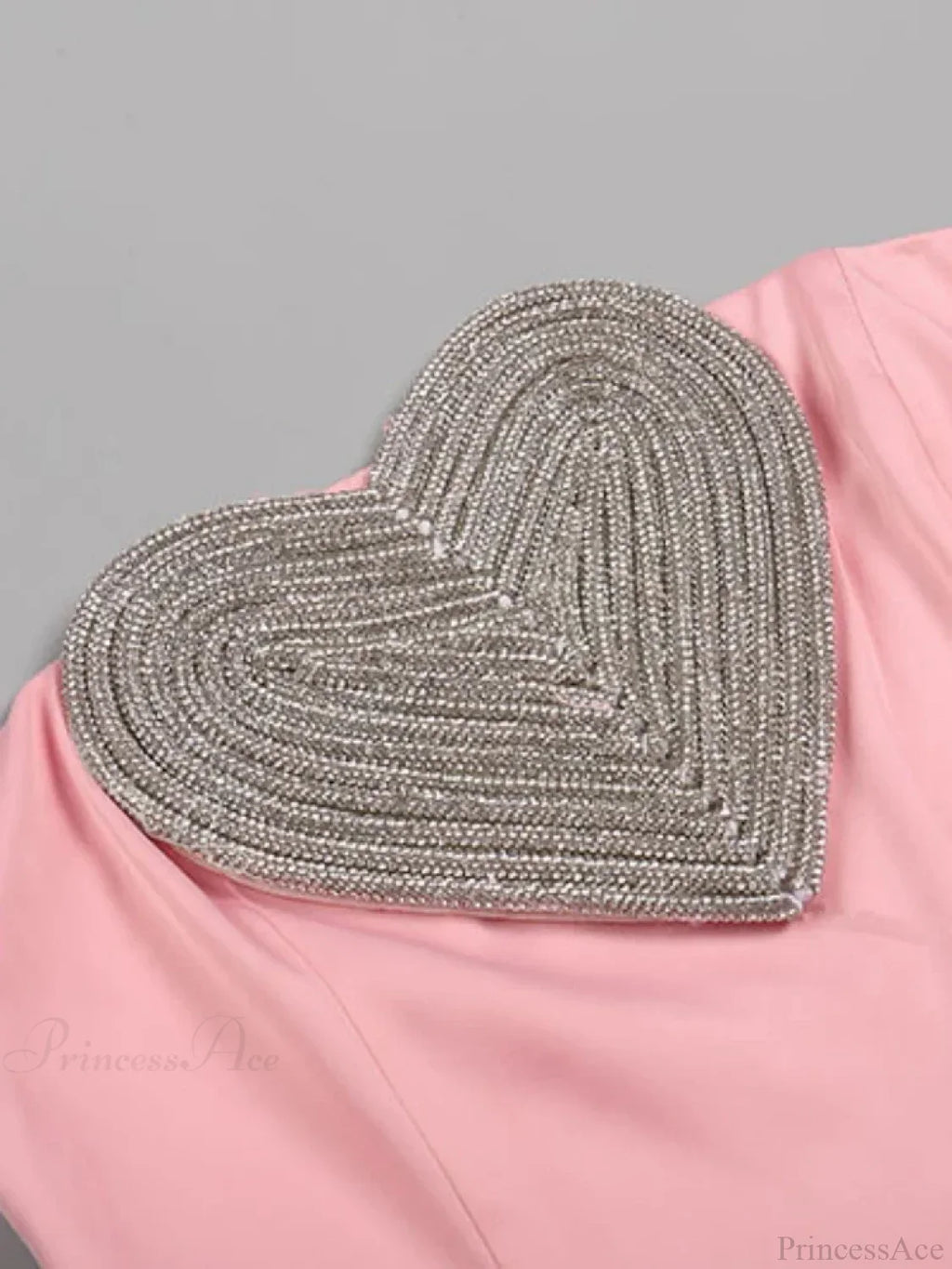 Strapless Heart Crystal Design Long Pink Sleeveless Diamonds Elegant Party Dress
