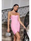 Strapless Mini Bandage Pink Sleeveless Backless Bodycon Party Dress