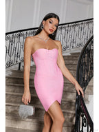 Strapless Mini Bandage Pink Sleeveless Backless Bodycon Party Dress