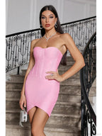 Strapless Mini Bandage Pink Sleeveless Backless Bodycon Party Dress