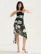 Strapless Ruffle Tassel Mini Floral Dress