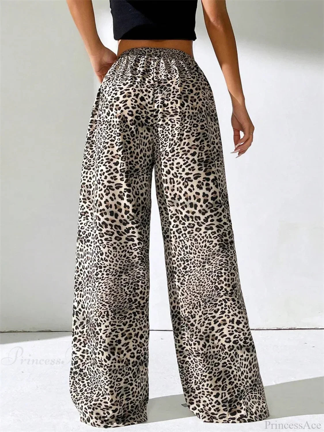 Striped Side Split Tie-Up Wide-Leg Sweatpant
