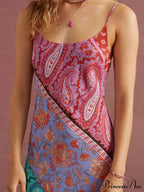 U-Neck Backless Bosnian Graceful Print Suspender Maxi Dress