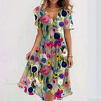 V-Neck Floral Swing Dress