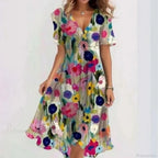 V-Neck Floral Swing Dress