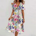 V-Neck Floral Swing Dress