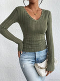 V-Neck High-Grade Spice Sweater Knitted T-Shirt Women