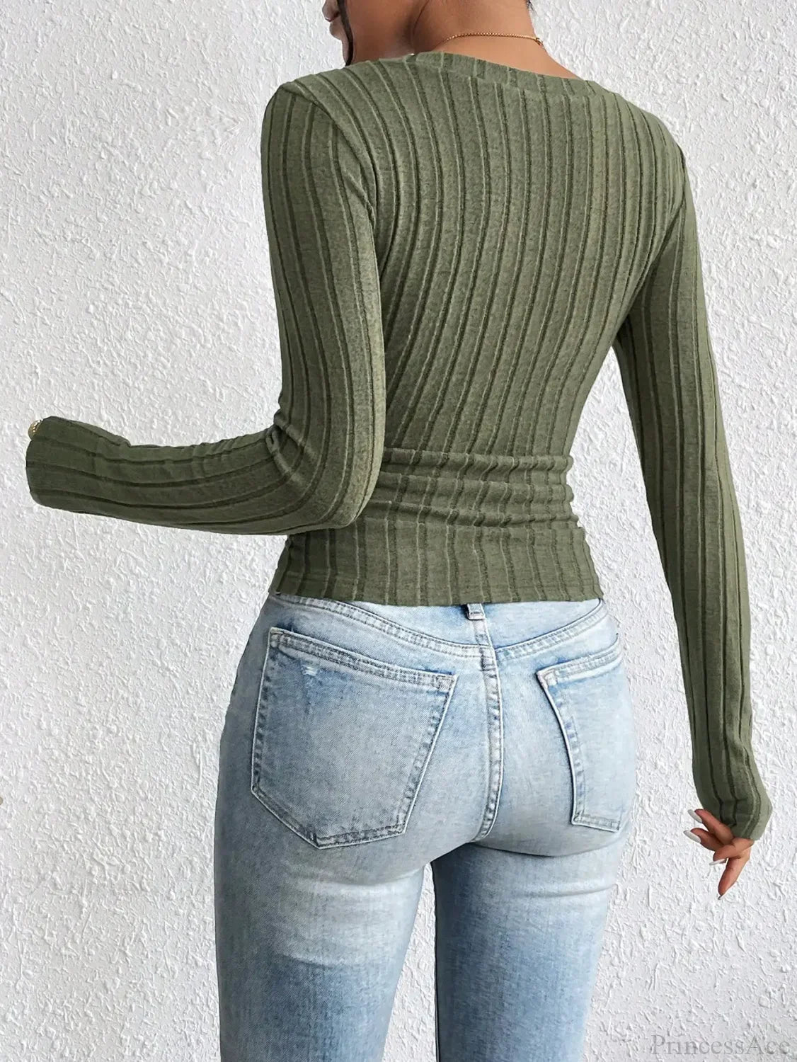 V-Neck High-Grade Spice Sweater Knitted T-Shirt Women