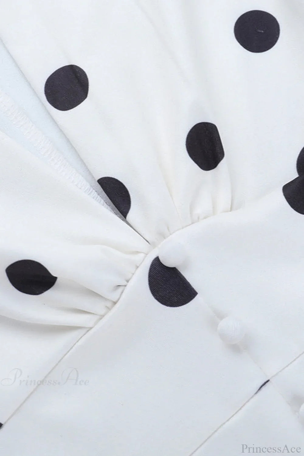 V Neck Polka Dot Lantern Sleeve Waist Cinching Fitted Mini Dress