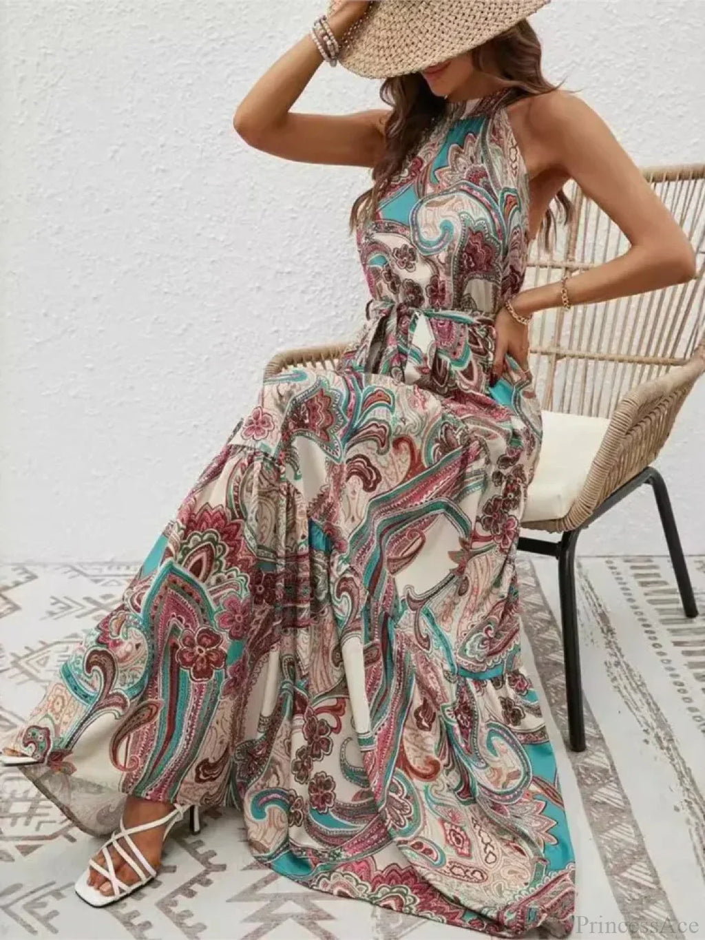 Vintage Hanging Neck Boho Dress