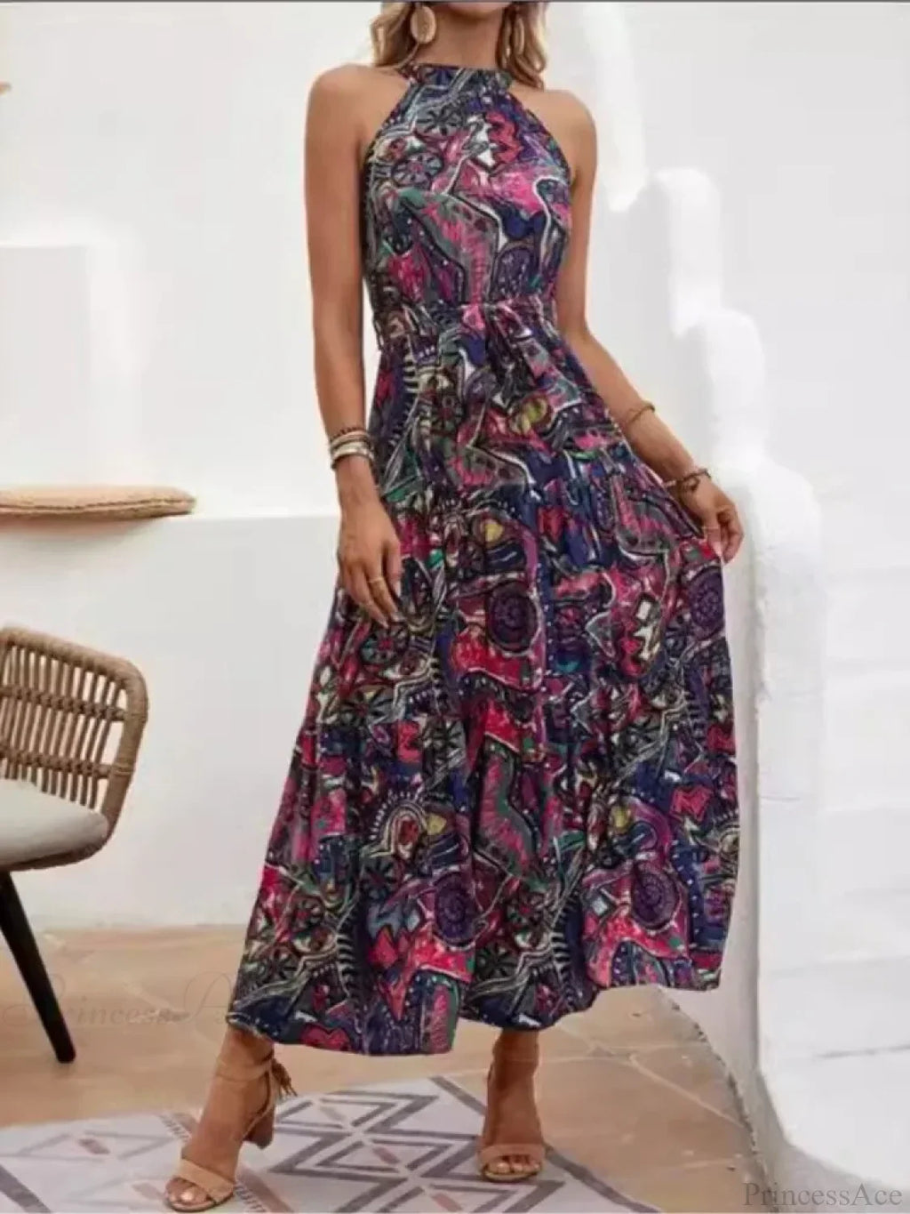 Vintage Hanging Neck Boho Dress