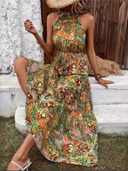 Vintage Hanging Neck Boho Dress