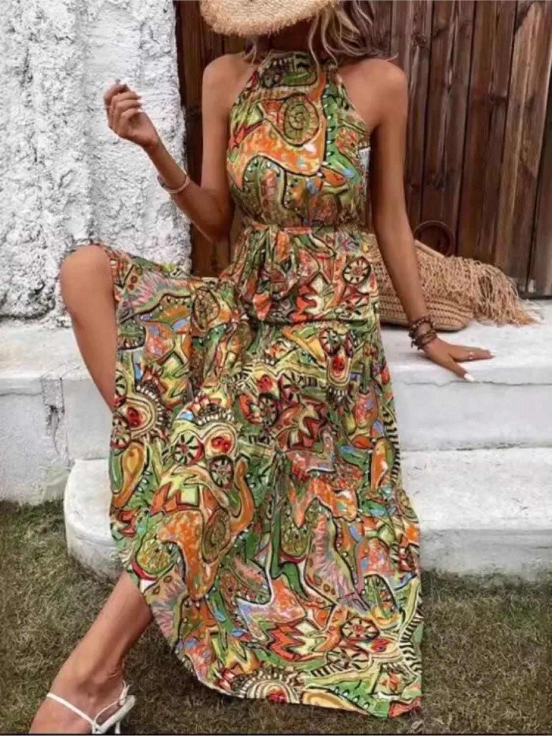 Vintage Hanging Neck Boho Dress