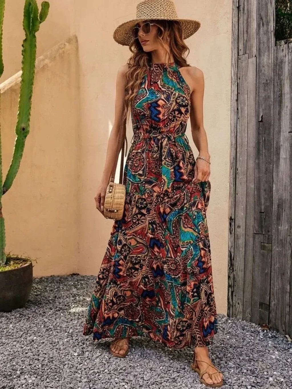 Vintage Hanging Neck Boho Dress