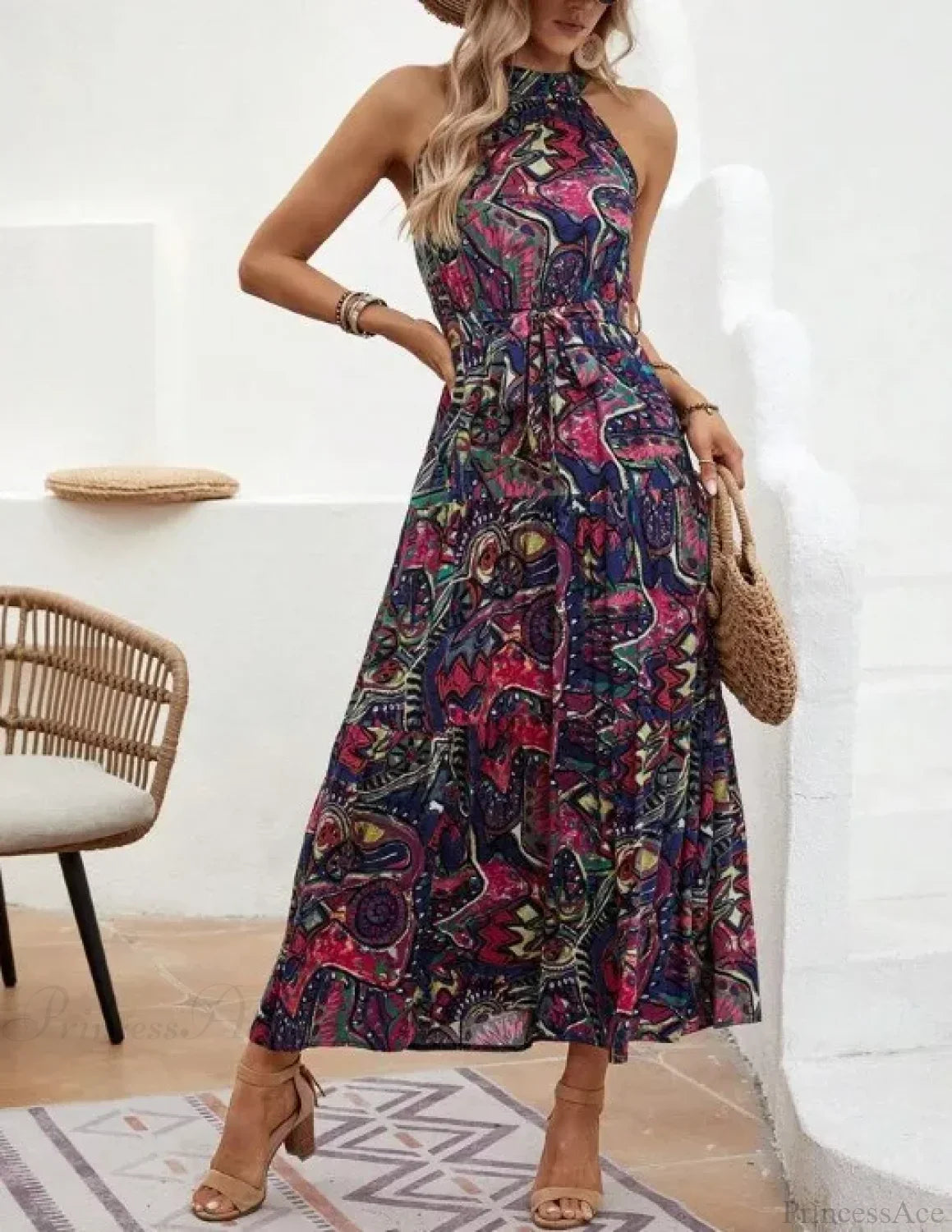 Vintage Hanging Neck Boho Dress