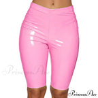 Wet Look Pu Leather Shorts