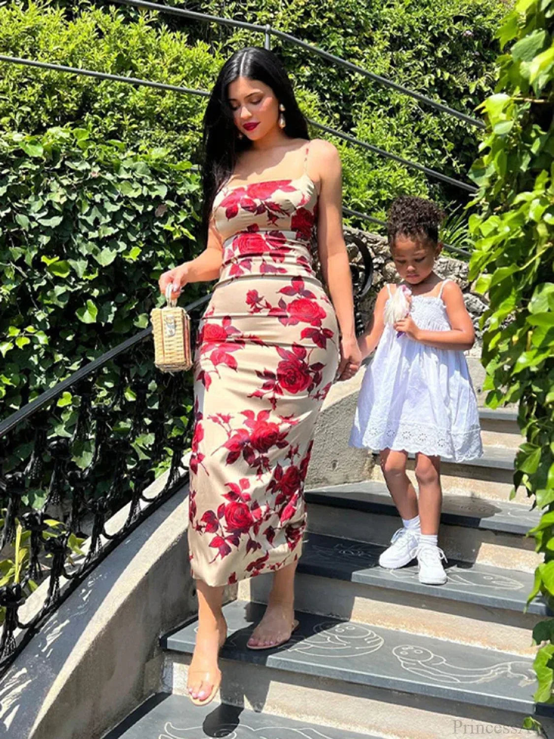 Y2K Floral Print Backless Bodycon Midi Dress