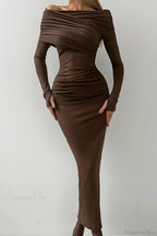 Sheath Off Shoulder Sleek Maxi Dress