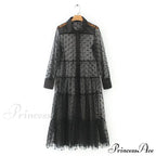 Sheer Lace Cover Up With Polka Dot Pattern For Summer