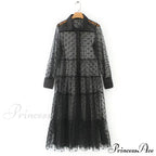 Sheer Lace Cover Up With Polka Dot Pattern For Summer