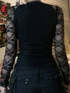 Sheer Lace V-Neck Knit Top