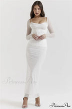 Sheer Long Sleeve Charming Bodycon Maxi Dress