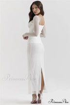 Sheer Long Sleeve Charming Bodycon Maxi Dress