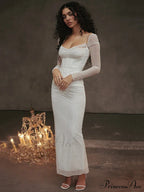 Sheer Long Sleeve Charming Bodycon Maxi Dress