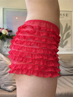 Sheer Mesh Ruffle Sleep Short