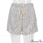 Shiny Sequin Pencil High Waist Mini Shorts