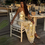 Shiny Sparkling Backless V Neck Maxi Dress