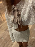 Shiny White Sequins Coat