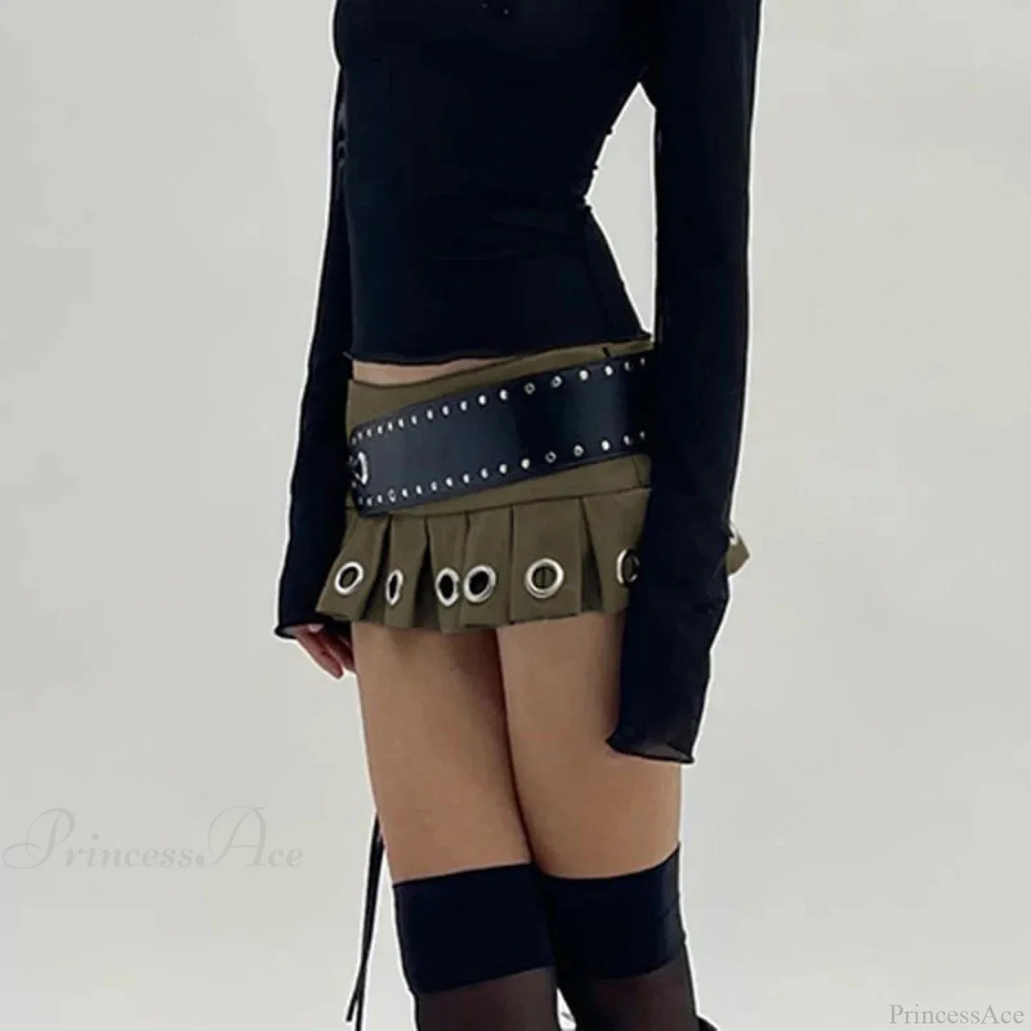 Short Ascending Folded Animal Skin Skirt