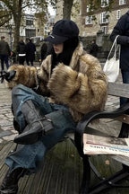 Short Faux Fur Raccoon Warm Jacket Coat