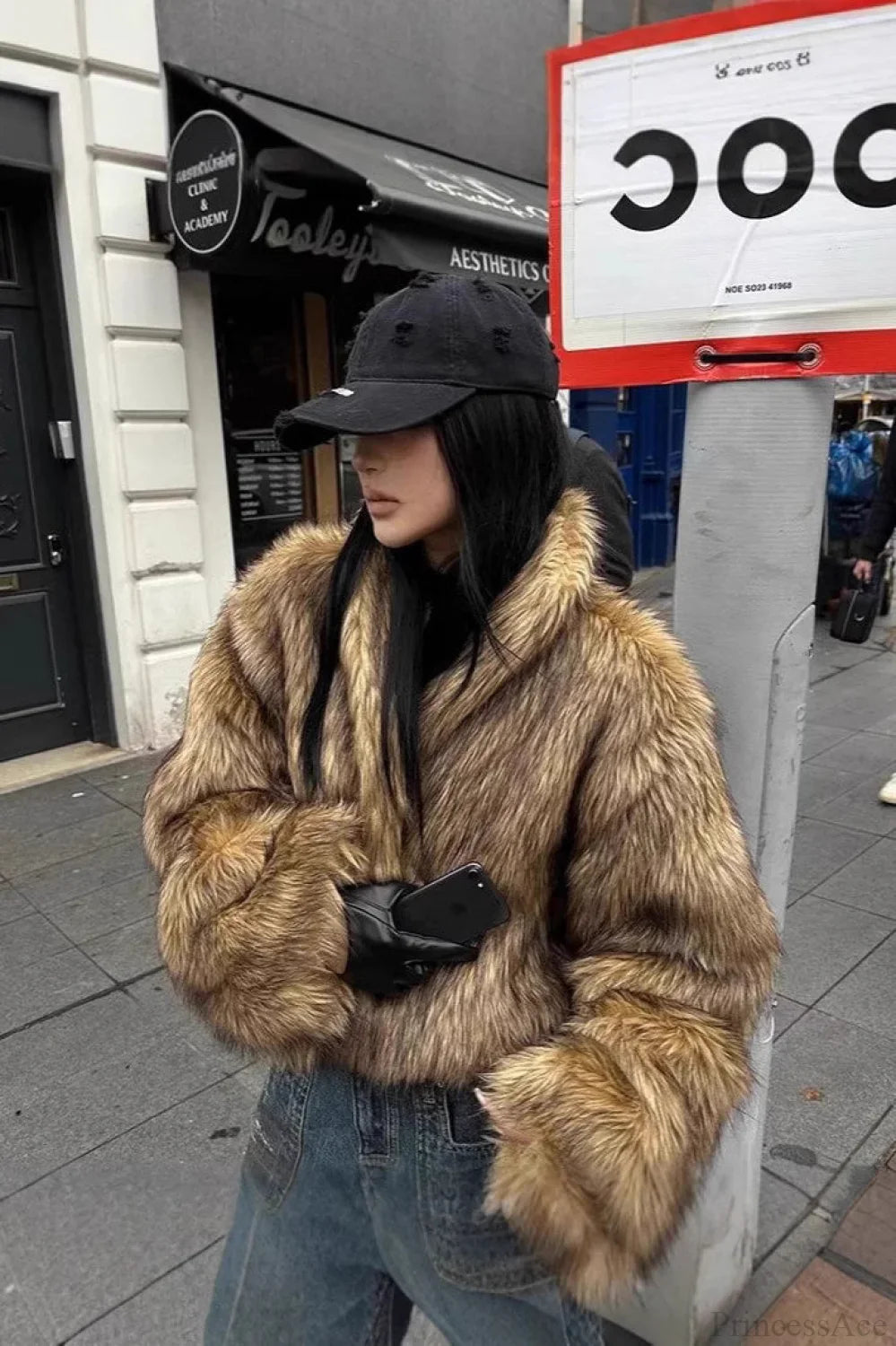 Short Faux Fur Raccoon Warm Jacket Coat