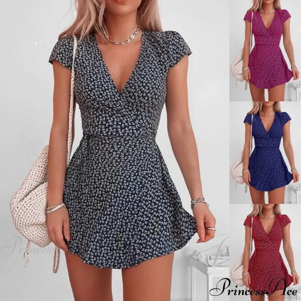 Short Sleeve V-Neck Dresses