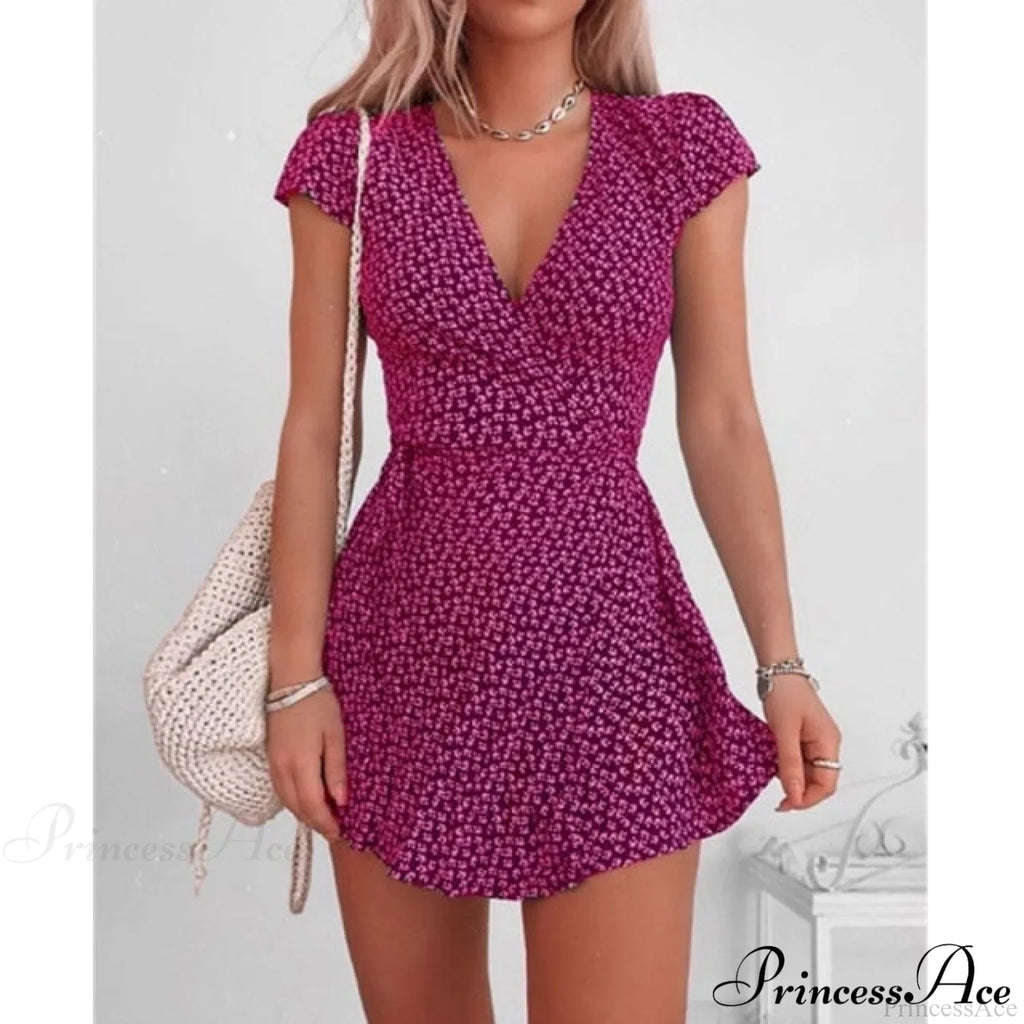 Short Sleeve V-Neck Dresses
