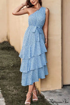Shoulder One With Trim Gown Green Ruffle Print